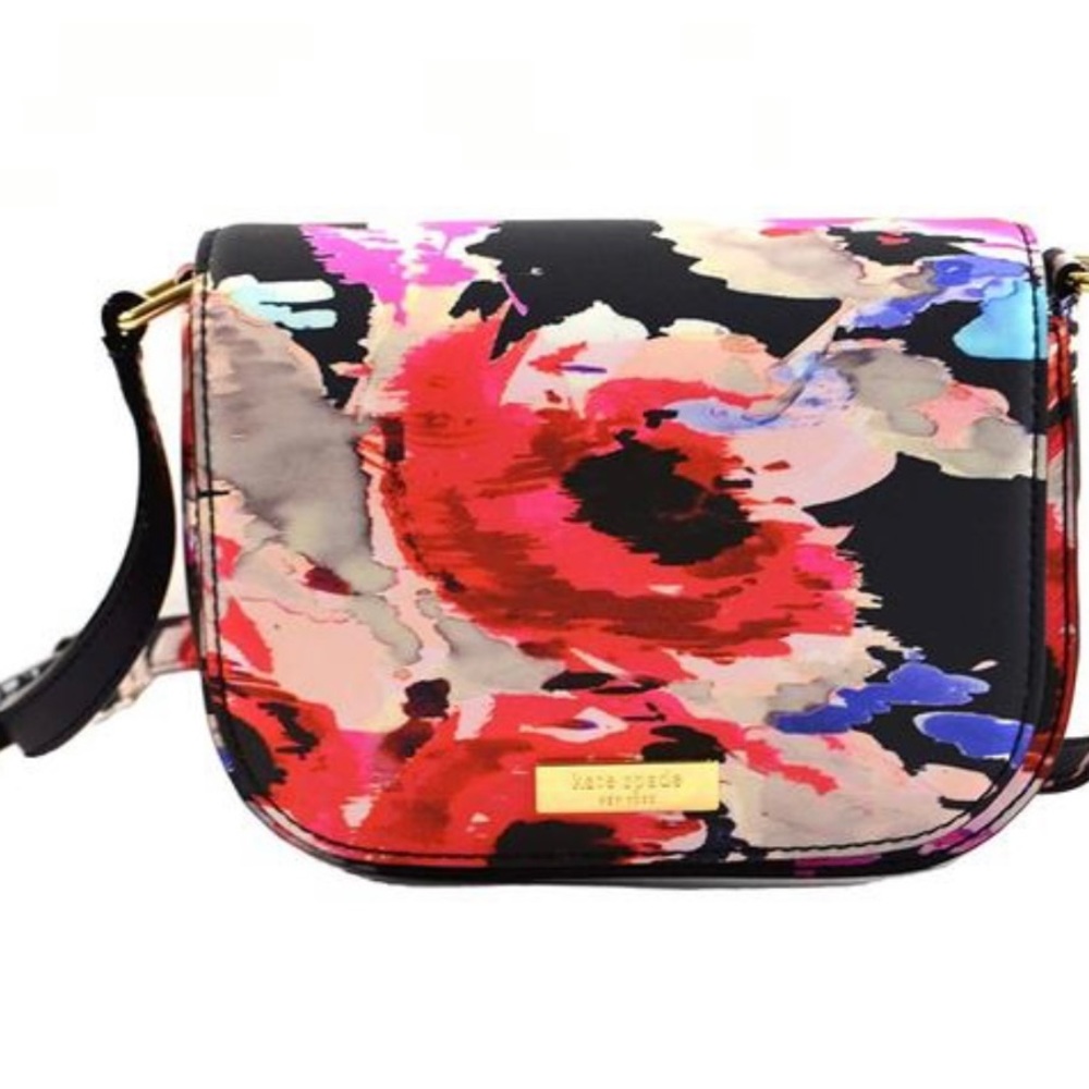 KATE SPADE NEW YORK LAUREL WAY PRINTED CARSEN BLURY FLORAL LEATHER CROSSBODY